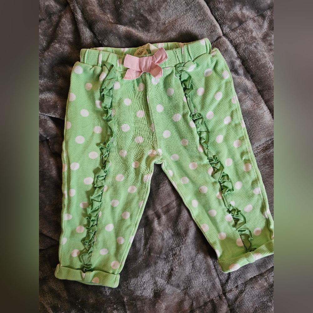 Matilda Jane Green pant w/ white polka-dots 3-6mos